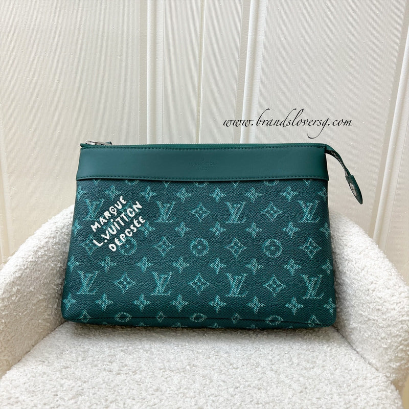 LV Pochette Voyage Souple in Green Heritage Monogram Canvas and SHW (Model: M12665)