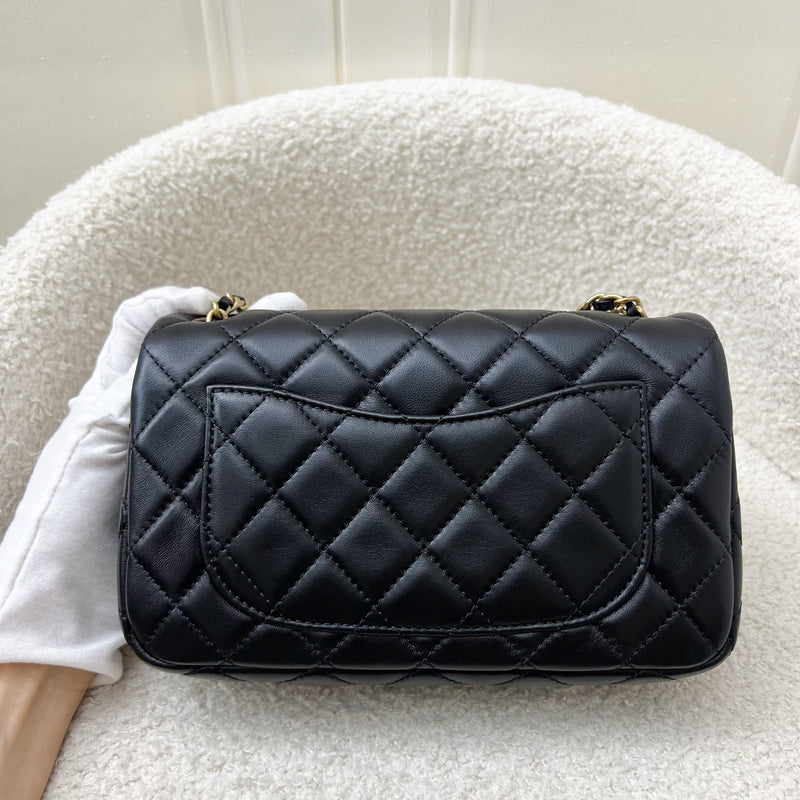 Chanel Pearl Crush Mini Rectangular Flap in Black Lambskin and AGHW (Model: AS1787)