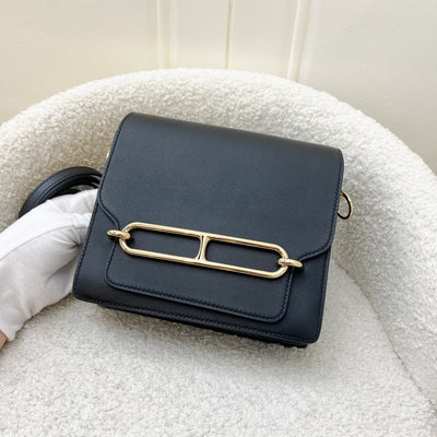 Hermes Mini Roulis in Noir Black Swift Leather and Permabrass (Light Gold) Hardware