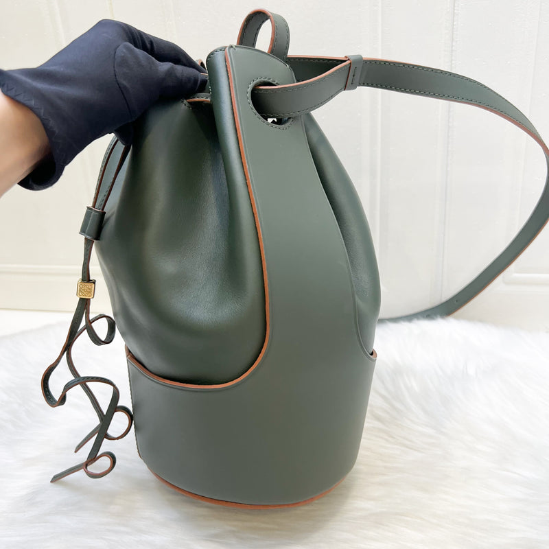 Loewe Balloon Bag in Dark Olive Green Calfskin and GHW
