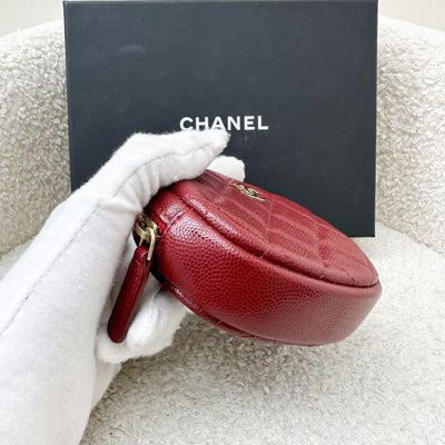 Chanel Round Coin Purse in Burgundy Caviar and LGHW