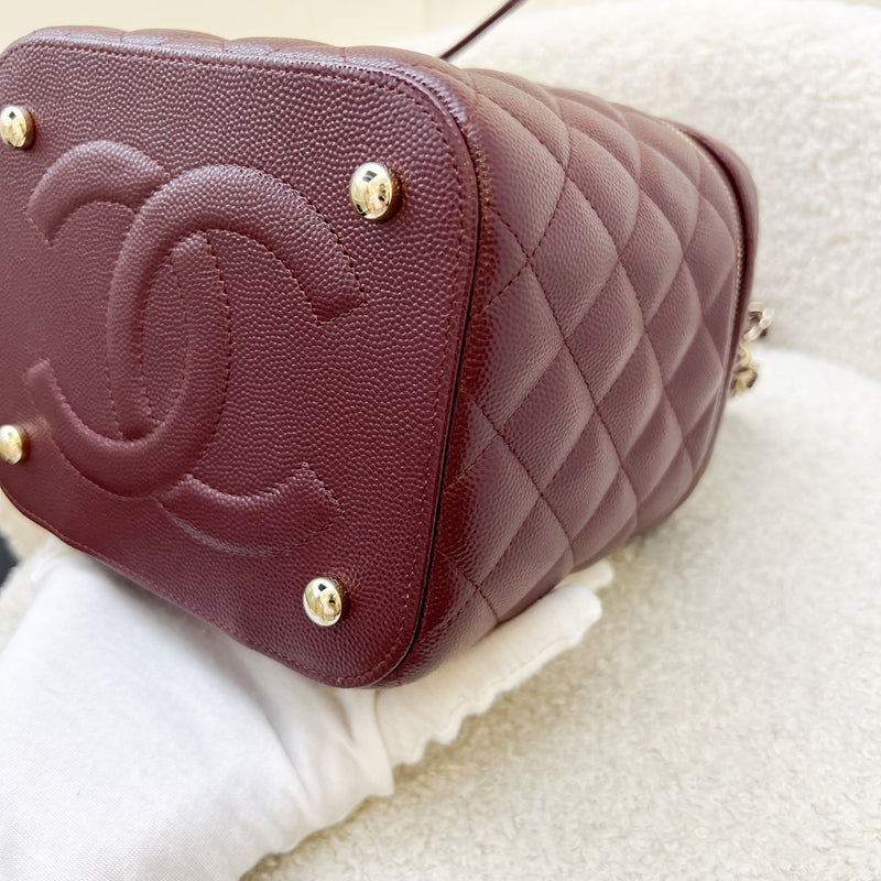 Chanel Top Handle Vanity Case in 21B Burgundy Red Caviar and LGHW