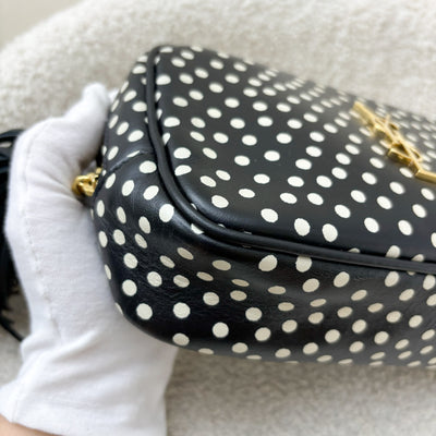 Saint Laurent YSL Lou Camera Bag in Mono Polka Dots Calf Leather and GHW