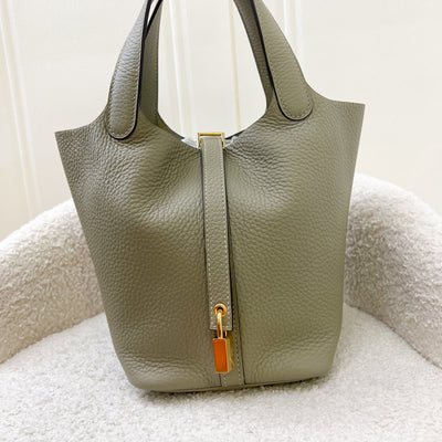 Hermes Picotin 18 in Sage Clemence Leather and GHW