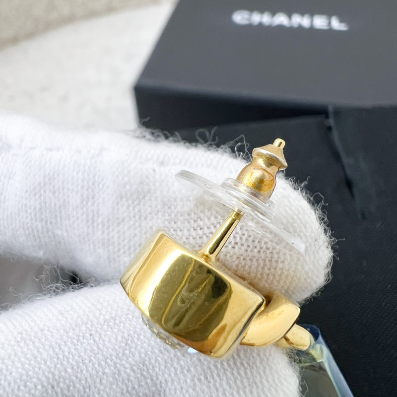 Chanel 21C Gold Bar Dangling Earrings with Crystal in GHW