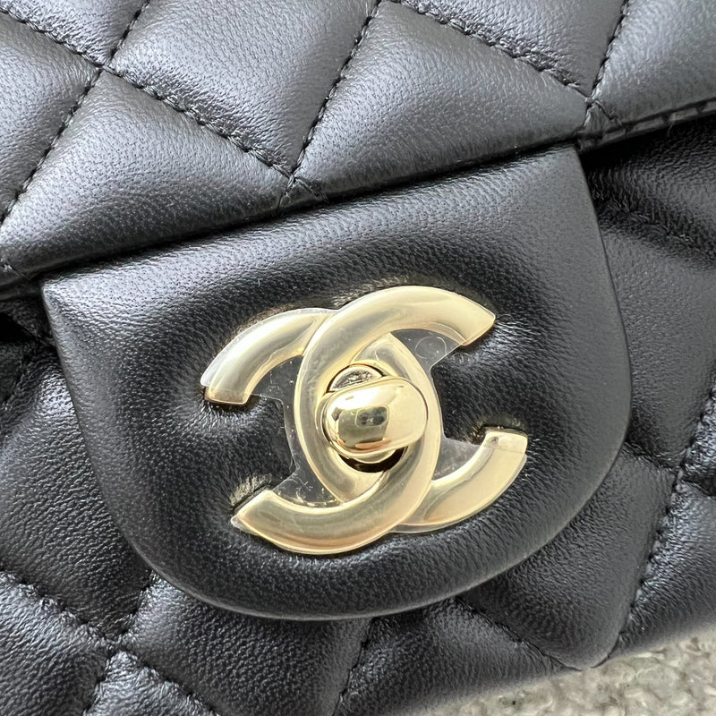 Chanel Mini Rectangle Flap in Black Lambskin and LGHW