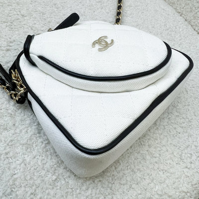 Chanel 23C Coco Master Racket Mini Bag in White Fabric and LGHW