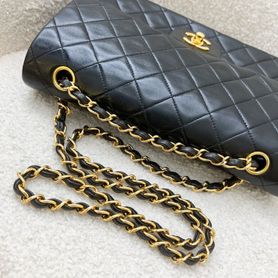 Chanel Vintage Medium Classic Flap CF in Black Lambskin and 24K Plated GHW