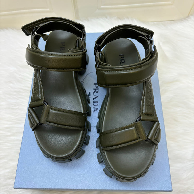 Prada Chunky Sandals in Nappa Leather with Velcro Fasteners Sz 37