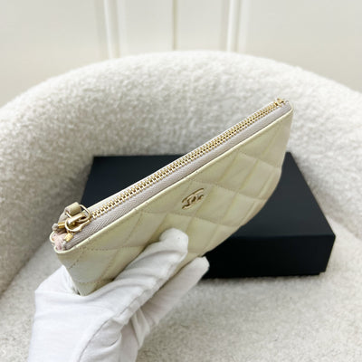 Chanel Mini O-Case in Iridescent White Lambskin LGHW