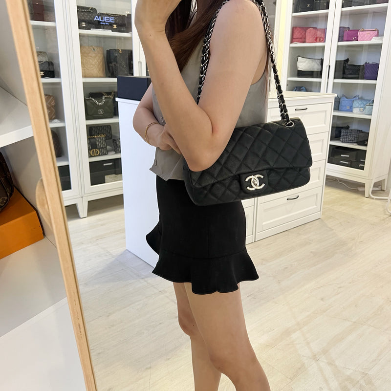 Chanel Easy Caviar Medium Flap Bag in Black Caviar and SHW