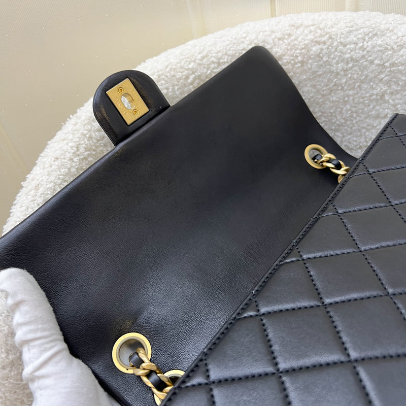 Chanel 23P Seasonal Flap Bag in Black Lambskin and AGHW