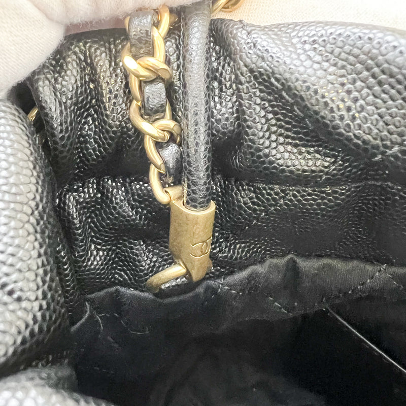 Chanel 22 So Black Mini Hobo Bag in 23K Black Caviar and GHW