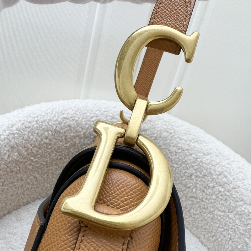 Dior Medium Saddle Bag in Amber Grained Calfskin and AGHW