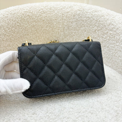 Chanel Seasonal 22A Mini Wallet on Chain WOC in Black Caviar GHW