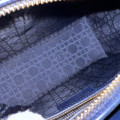 Dior Medium Lady Dior in Navy Lambskin and LGHW (Newer Version with Adjustable Strap)