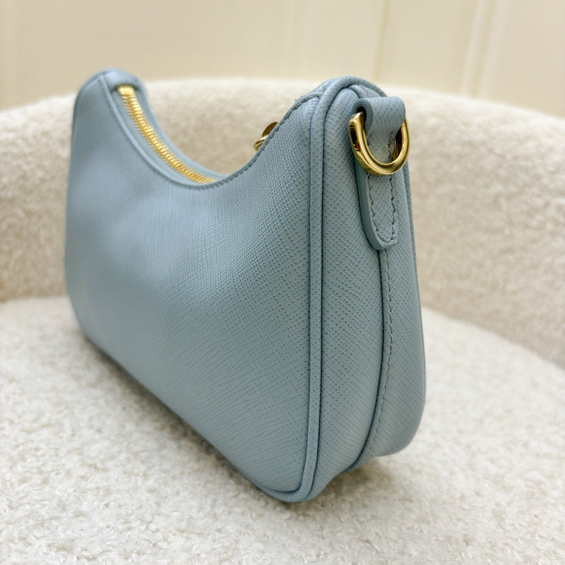 Prada Re-Edition Mini Bag in Baby Blue Saffiano Leather and GHW