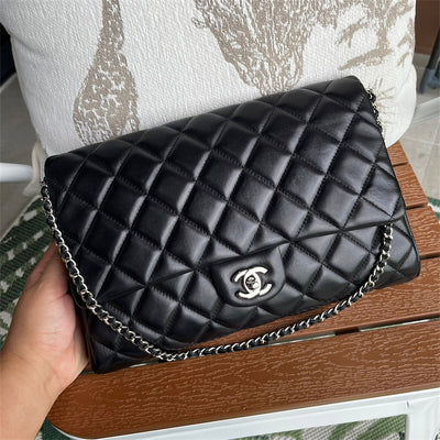 Chanel Timeless Clutch with Chain in Black Lambskin and SHW