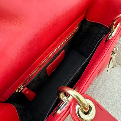 Dior Small MyLadyDior Lady Dior in Red Lambskin and LGHW