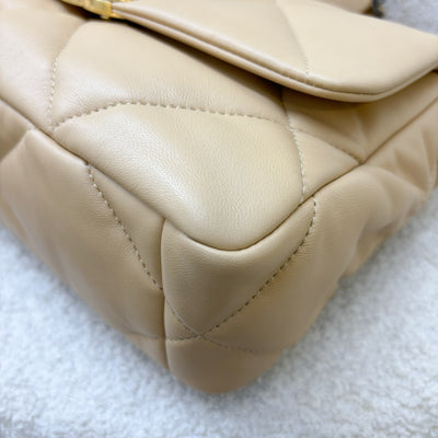 Chanel 19 Small Flap in 22C Beige Lambskin and 3-Tone Hardware