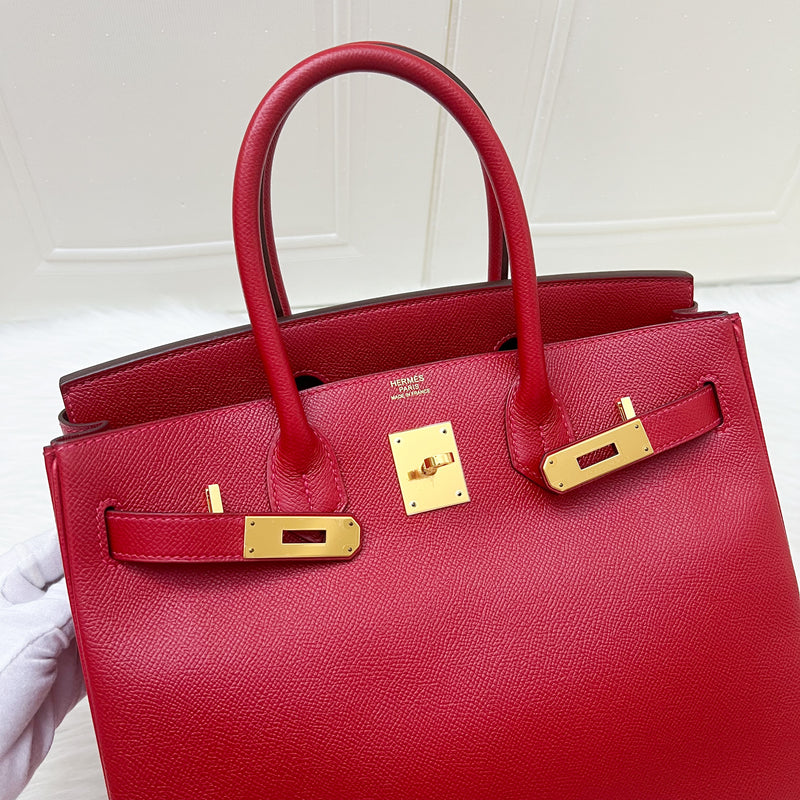 Hermes Birkin 30 in Rouge Casaque Epsom Leather and GHW