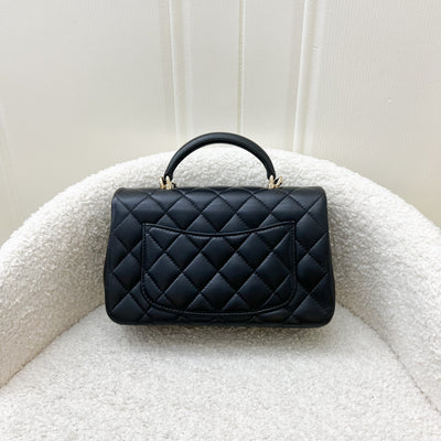 Chanel Top Handle Mini Rectangle Flap in Black Lambskin and LGHW