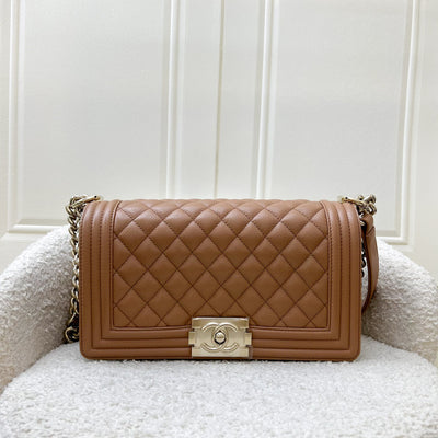 Chanel Medium 25cm Boy Flap in 21K Caramel Caviar LGHW