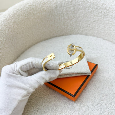 Hermes Clic Chaine D'Ancre Mini Bracelet in Blanc Enamel and GHW