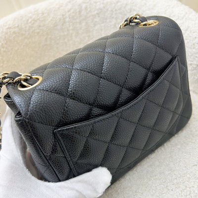 Chanel Classic Mini Square Flap in Black Caviar and LGHW (Model: A35200)