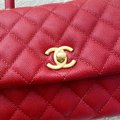 Chanel Small 24cm Coco Handle in Red Caviar and AGHW