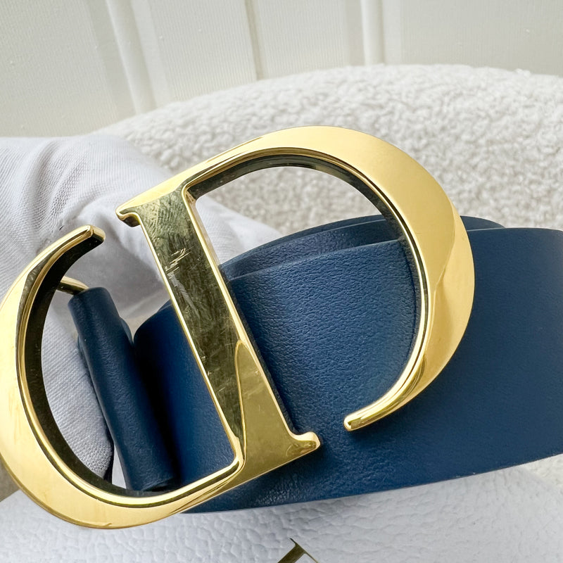 Dior CD Belt in Blue Leather and GHW