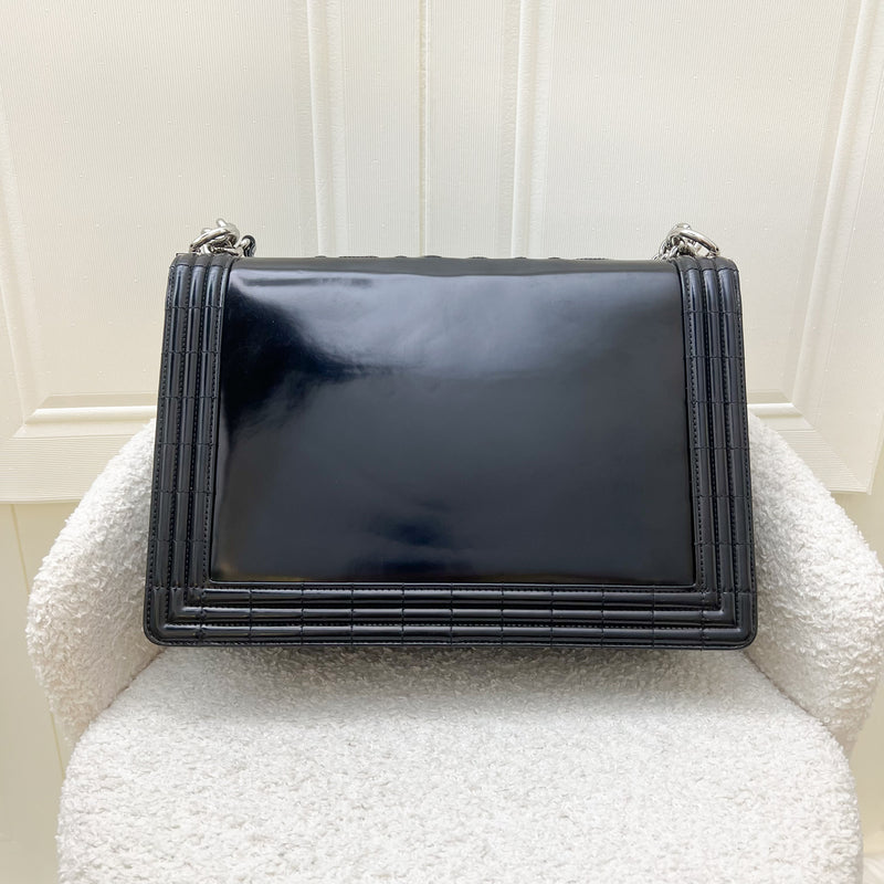 Chanel Large Boy Flap in Black Shiny Calfskin and SHW