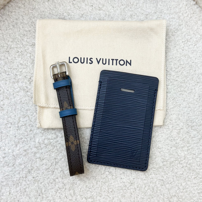 LV Luggage Tag in Navy / Brown / Blue Epi Leather and Monogram Canvas