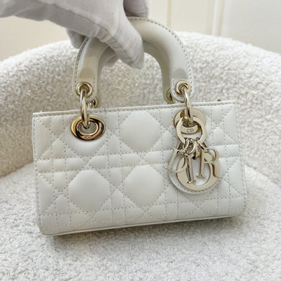 Dior Micro Lady D-Joy Bag in White Cannage Lambskin and LGHW