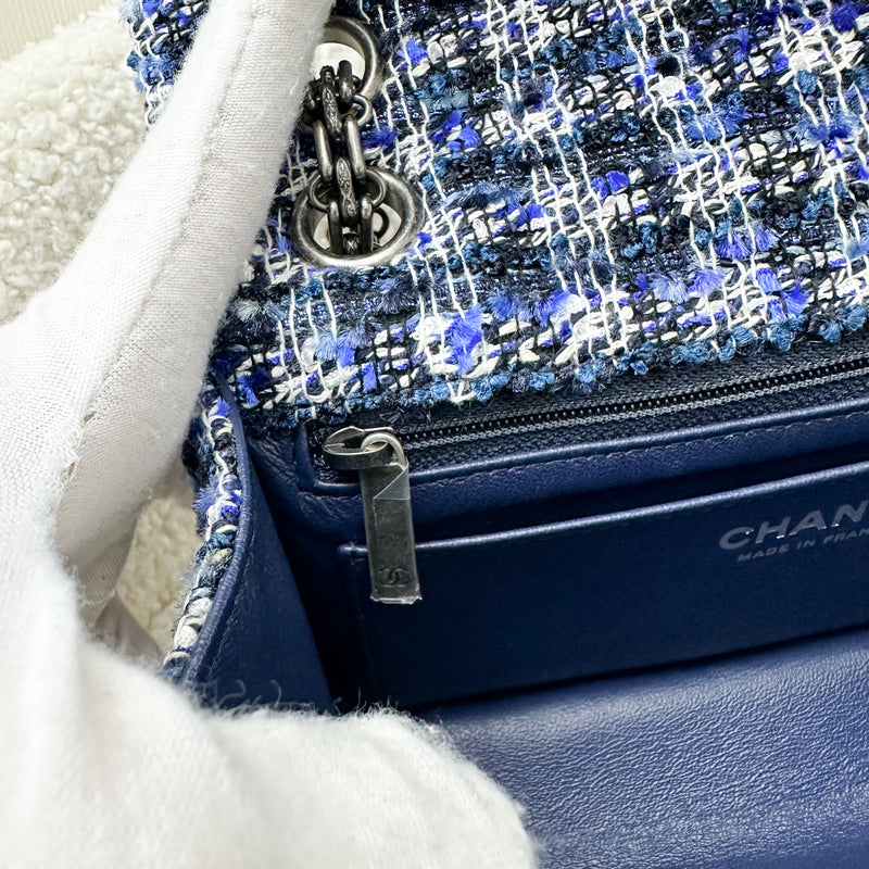 Chanel 2.55 Reissue Mini Flap in 20P Navy / Blue / Black Tweed and RHW