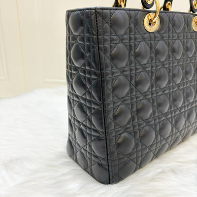 Dior Large Lady Dior in Black Lambskin and GHW