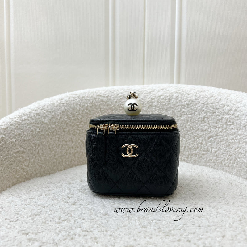 Chanel Mini Cube Clutch with Chain in Black Caviar and LGHW