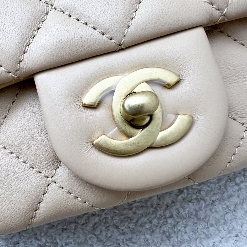 Chanel Pearl Crush Mini Square Flap in 22C Beige Lambskin AGHW