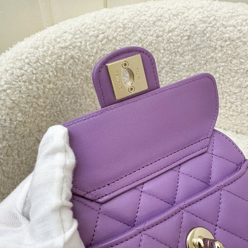 Chanel 22S Heart Clutch with Chain (Small Size) in Purple Lambskin and LGHW