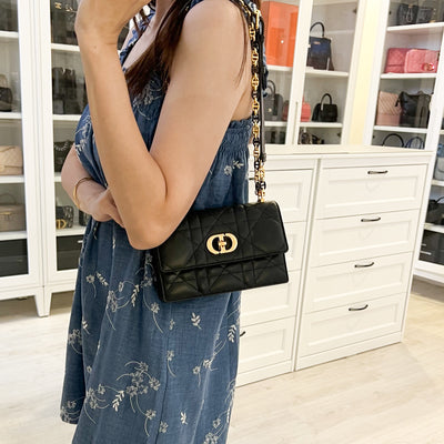 Dior Miss Caro Mini Flap Bag in Black Macrocannage Lambskin and GHW