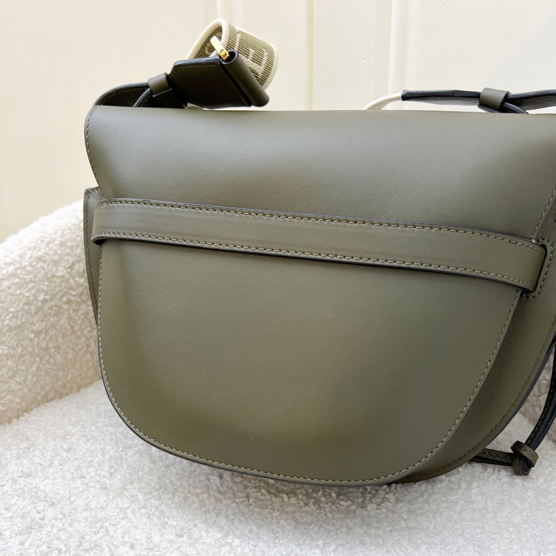 Loewe Small Gate Bag in Autumn Green Soft Calfskin and Jacquard and GHW