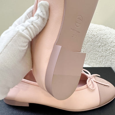 Chanel 23K Ballerina Flats in Pink Lambskin Size 37