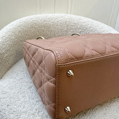 Dior Medium Lady Dior in Rose Beige Lambskin and LGHW