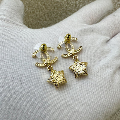 Chanel 24C Star Earrings with Crystals and GHW