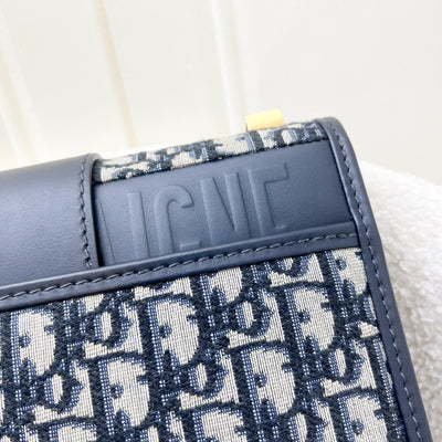 Dior 30 Montaigne Flap Bag in Dark Blue Oblique Canvas GHW