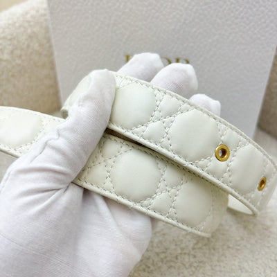 Dior 30 Montaigne Belt in White Cannage Lambskin and GHW Sz 75