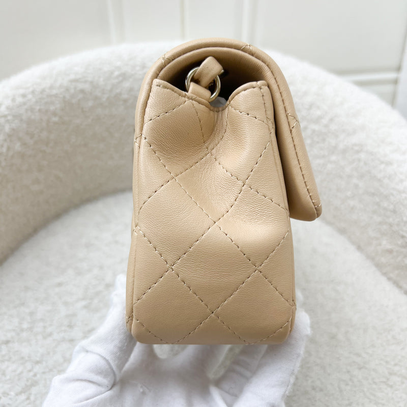 Chanel Classic Mini Rectangle in 22C Beige Stiff Lambskin and LGHW