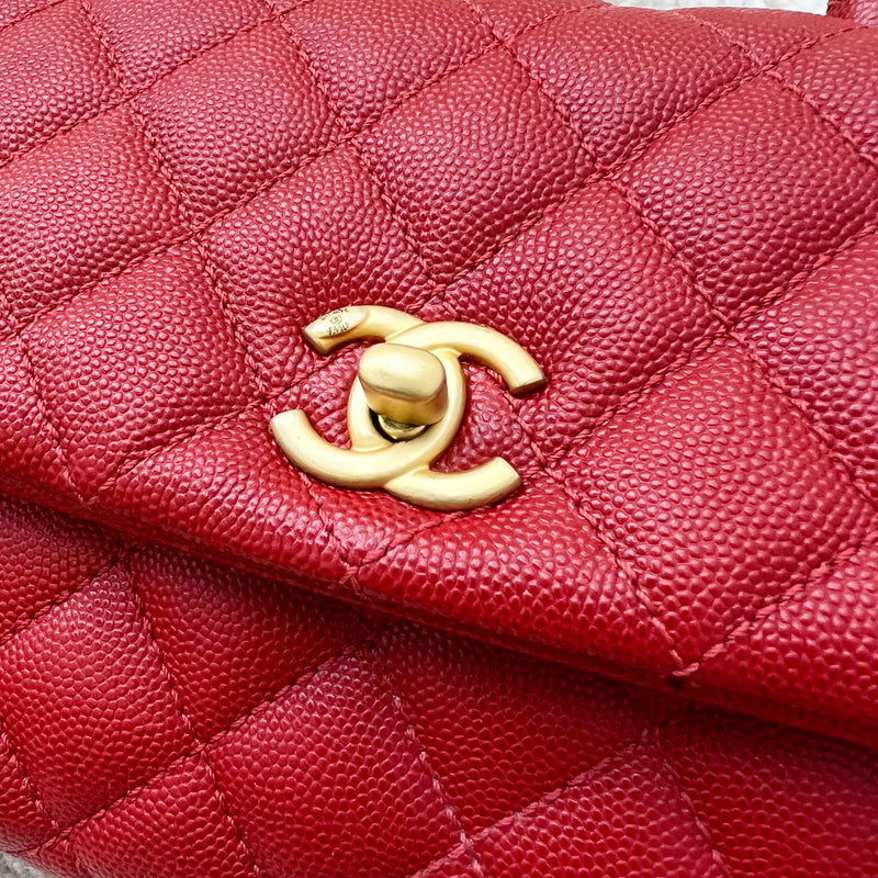 Chanel Small 24cm Coco Handle in Red Caviar and AGHW