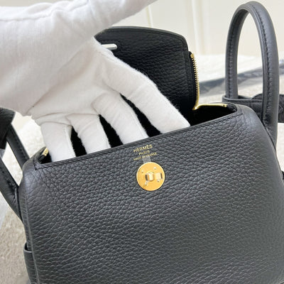 Hermes Mini Lindy in Black Noir Clemence Leather GHW