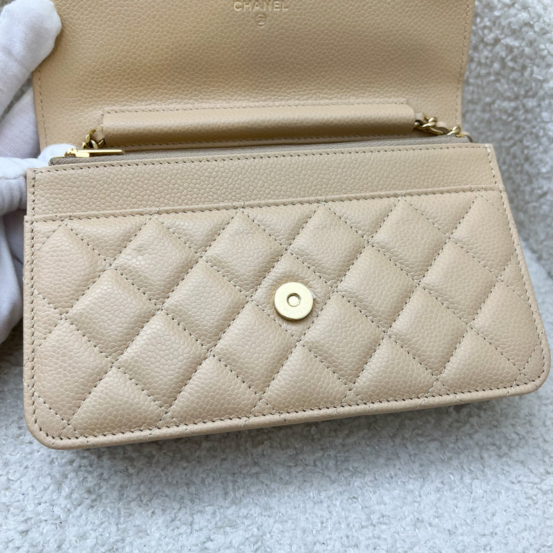 Chanel Classic Wallet on Chain WOC in Beige Caviar and GHW